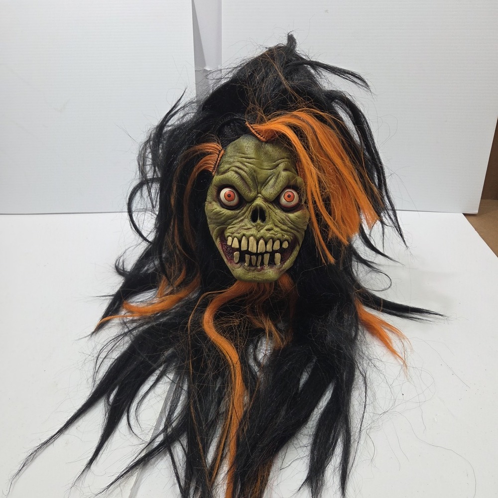 Vintage Halloween The Paper Magic Group Green Shrunken Head Mask Y2K Latex 2002